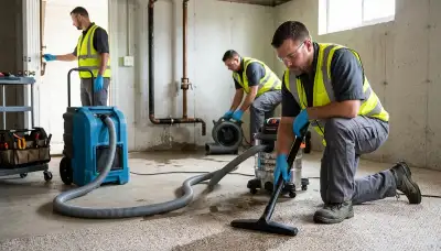 Water damage crew cleaning burst pipe damage in Independence, MO home