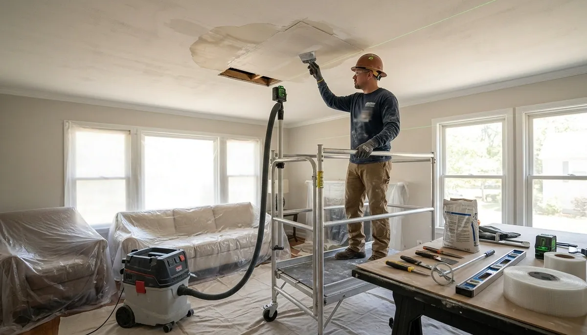 Ceiling water damage repair in Independence, MO for stained, sagging home ceilings