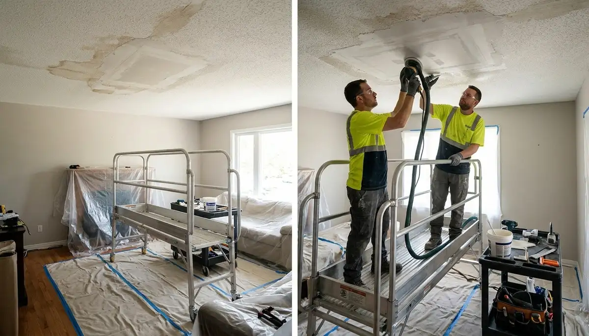 Ceiling water damage repair in Independence, MO for homes with stains and sagging drywall