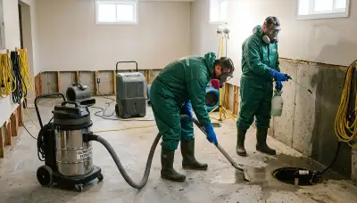 Sewage cleanup crew in Independence, MO restoring a water-damaged home after a backup