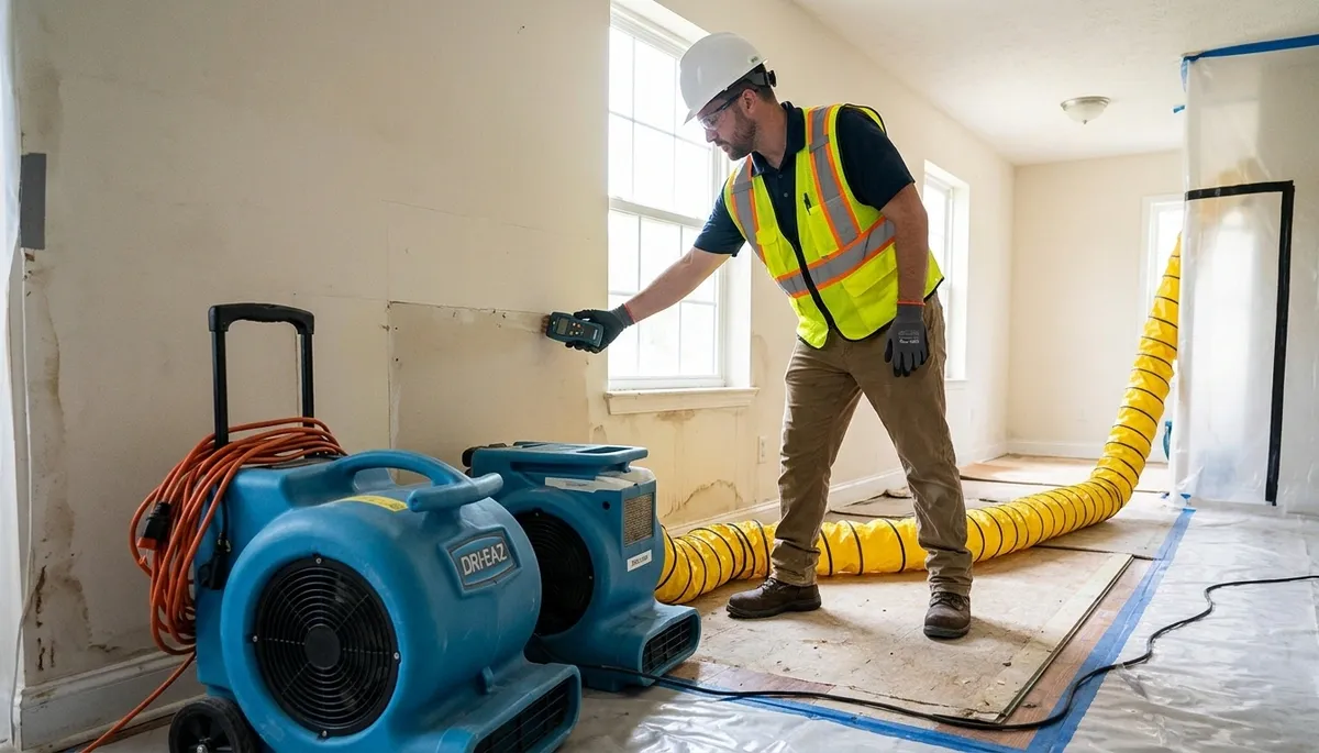 Storm damage restoration team in Independence, MO repairing water damage after heavy rain