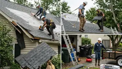 Storm damage restoration crew repairing water damage in Independence, MO