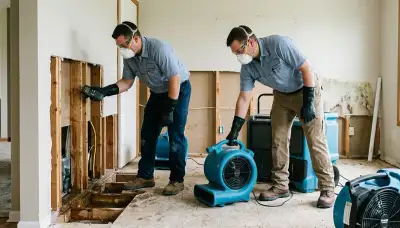 Water damage restoration team in Independence, MO cleaning and drying a flooded home
