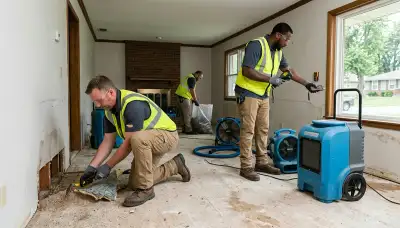 Water damage restoration team in Independence, MO removing water from a damaged property