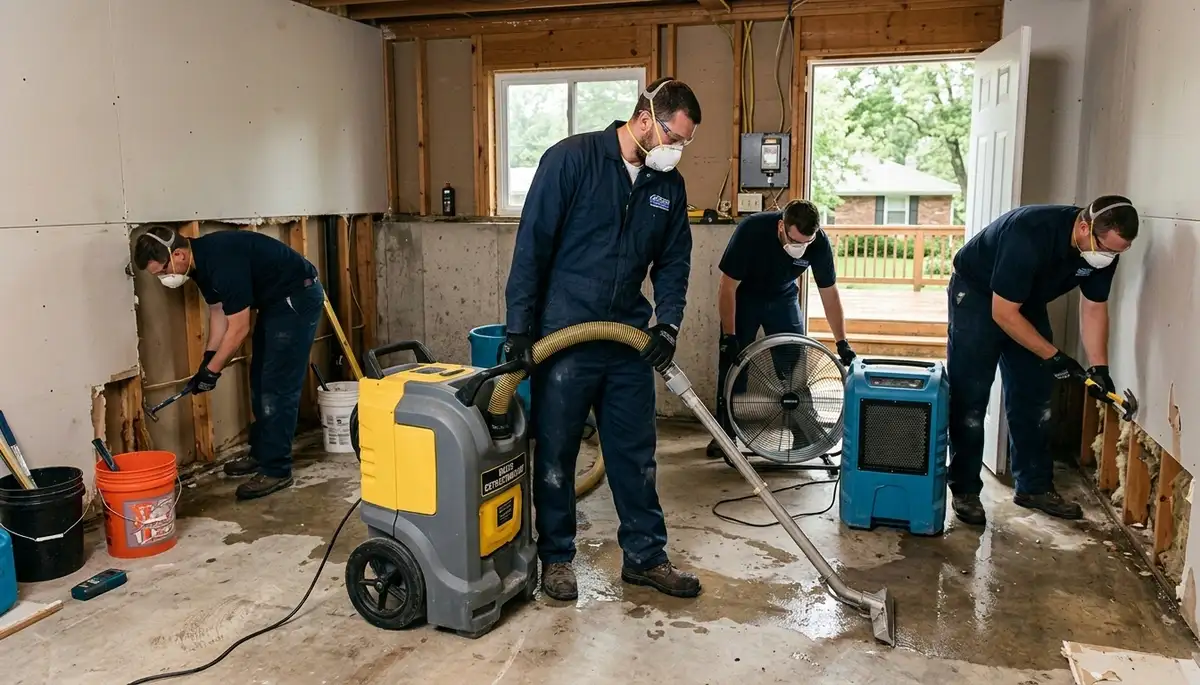 Water damage restoration team in Independence, MO responding to a home flooding emergency