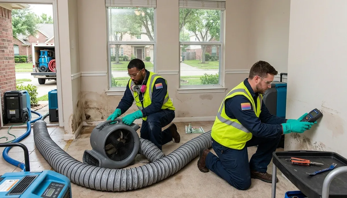 Water damage restoration team serving Independence, MO with professional cleanup equipment