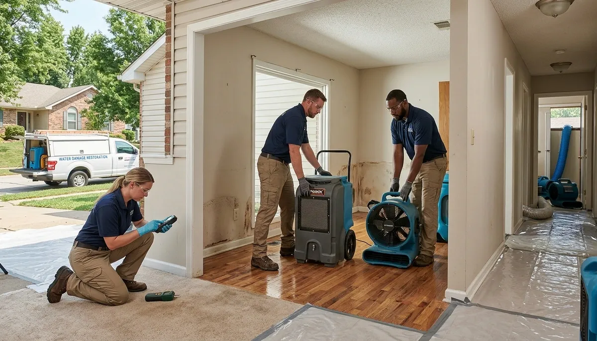 Water damage restoration team in Independence, MO handling emergency water cleanup