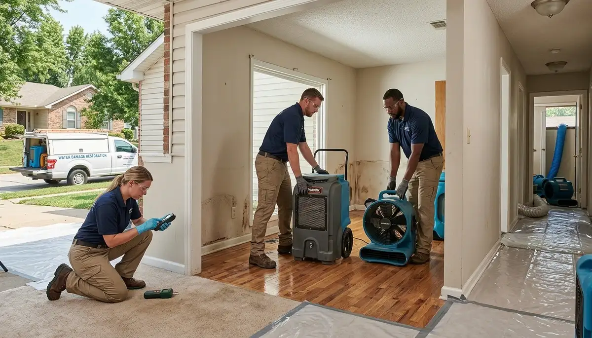 Water damage restoration team in Independence, MO handling emergency water cleanup